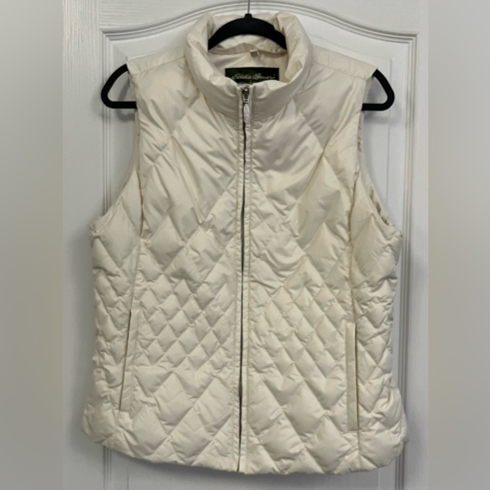 Eddie Bauer Classic Goose Down Ivory Quilted Women’s Vest Medium